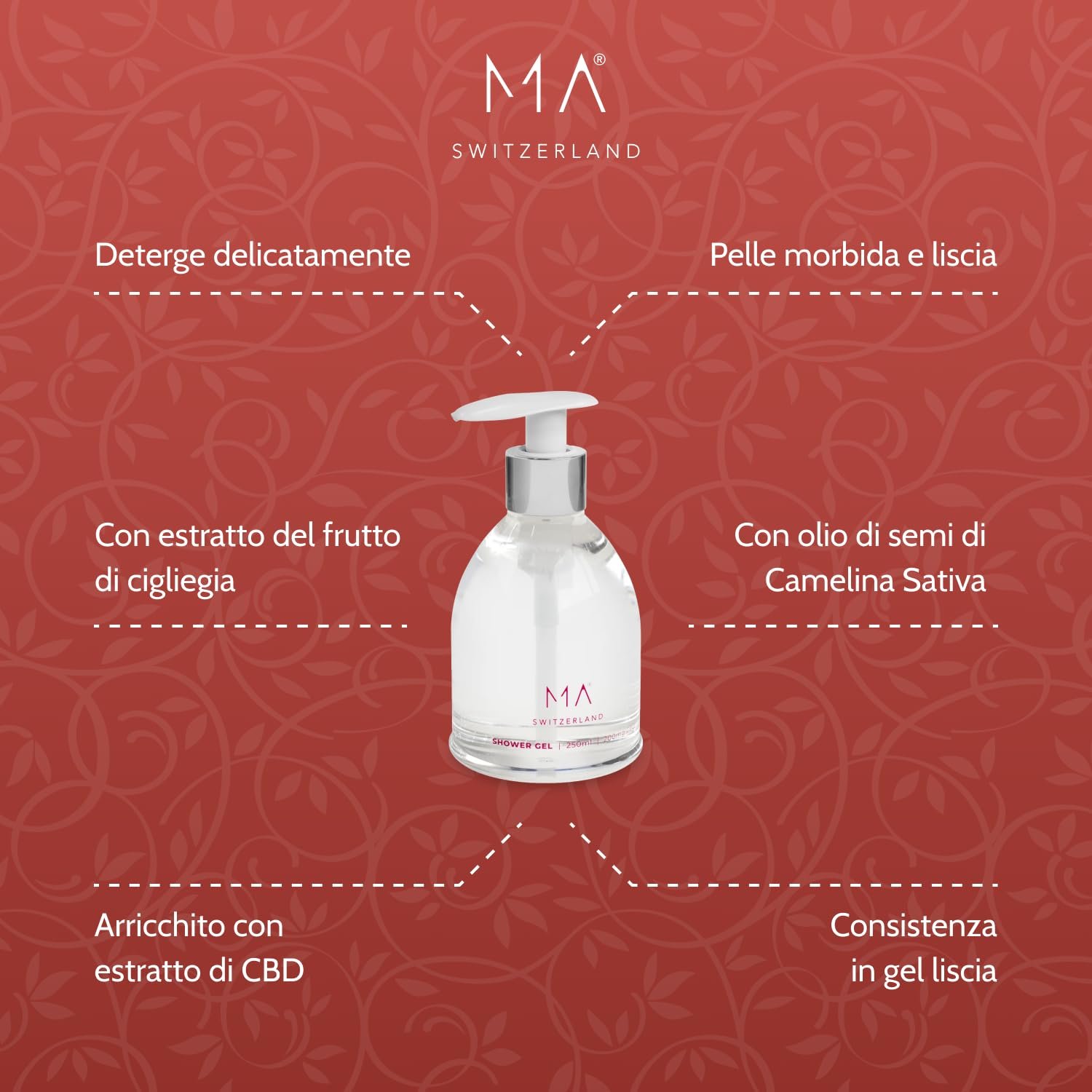 Гель для душу MA Switzerland CBD зволожуючий натуральний для тіла та волосся 200 мг, фото №4