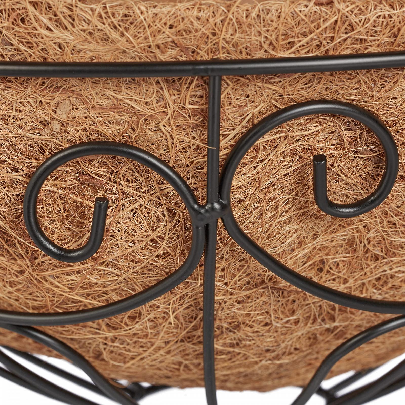 Підвісні кошики Relaxdays 3 шт. Металеві з кокосовою вкладкою 48х31 см Коричневий/Чорний, фото №8