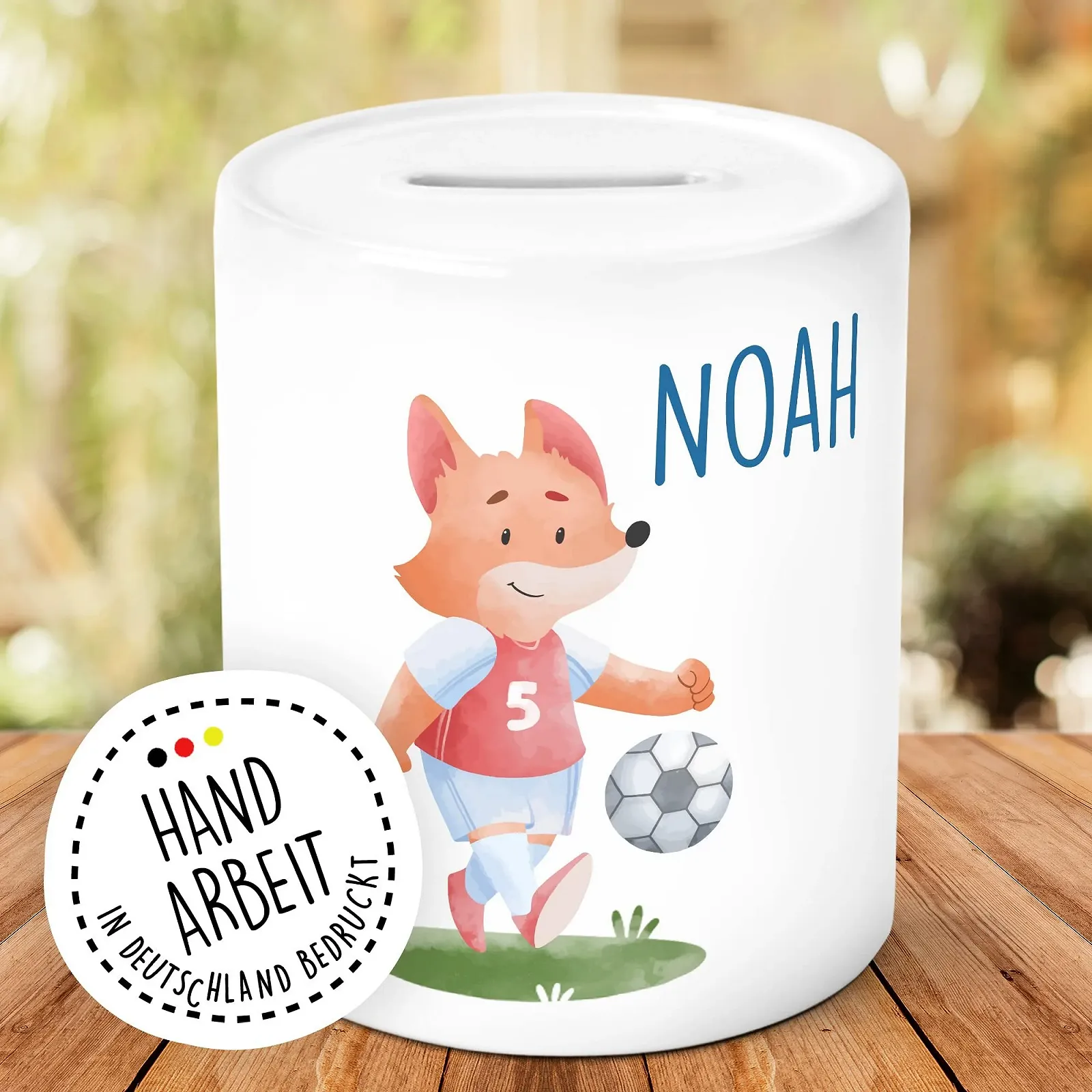 Скарбничка Pagma Druck Футболіст персоналізована Кераміка 10 см, фото №2