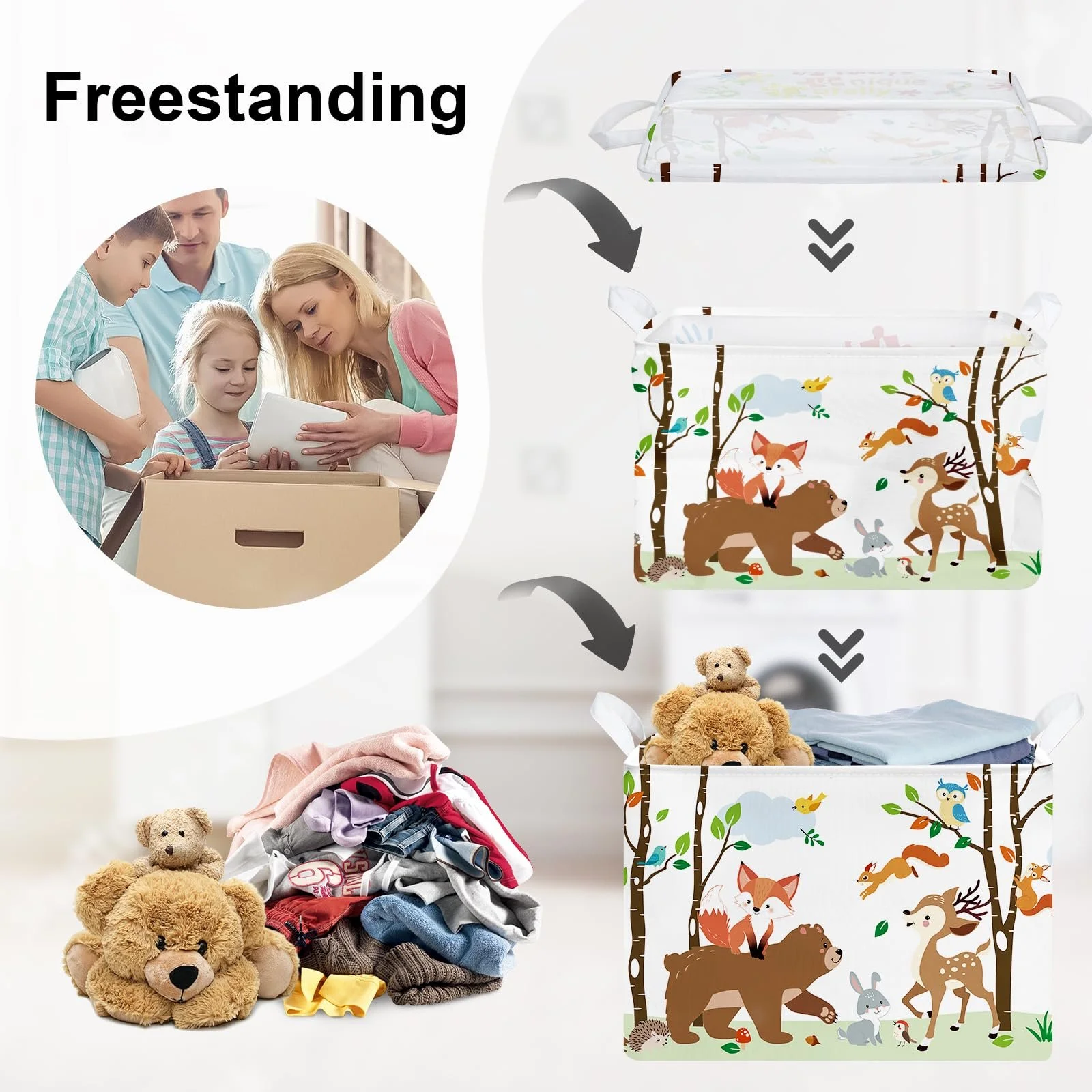 Корзина для игрушек HUUMONSS Детская Лесные звери Складная для мальчиков девочек Большая, фото №3 Корзина для игрушек HUUMONSS Детская Лесные звери Складная для мальчиков девочек Большая, фото №3