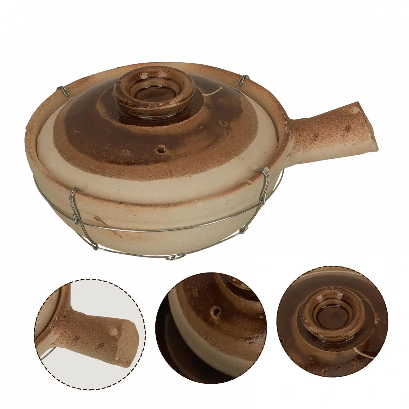 Китайская глиняная кастрюля для запекания 0.5 л с ручкой, фото №8