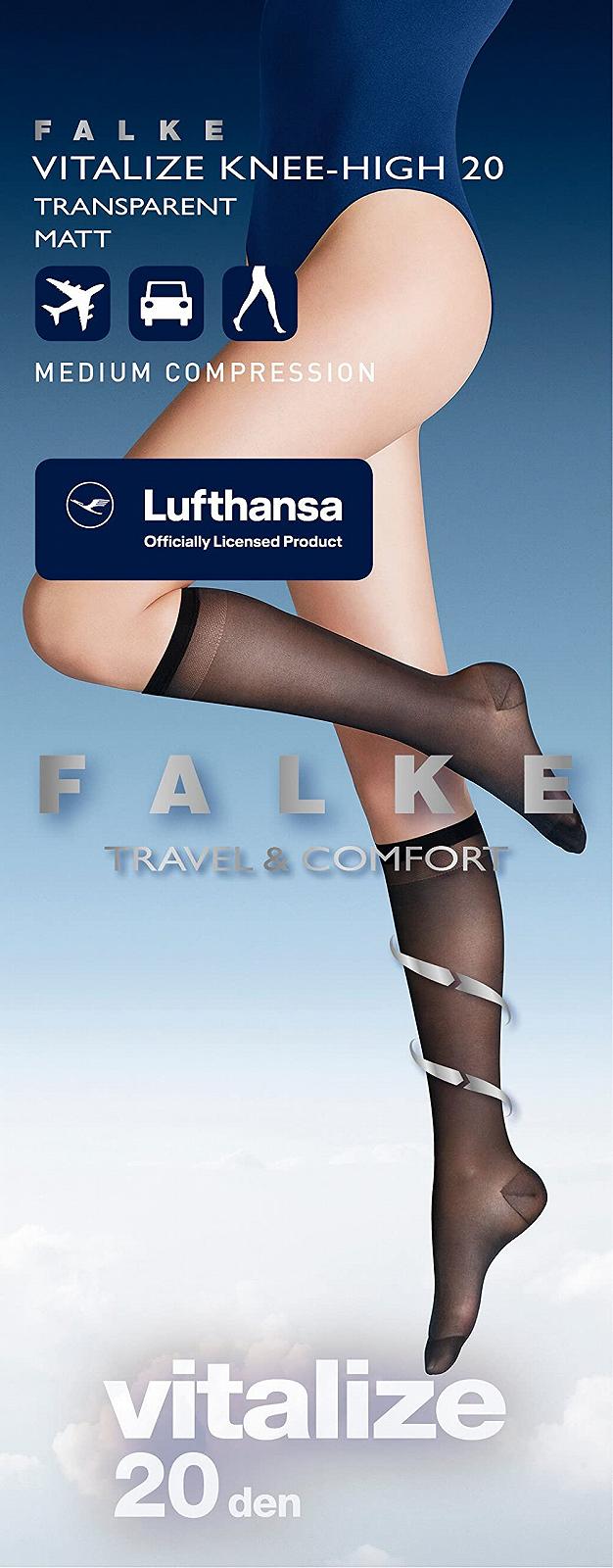 Женские гольфы FALKE Lufthansa Travel & Comfort Vitalize 20 Den Прозрачные Компрессионные, фото №6