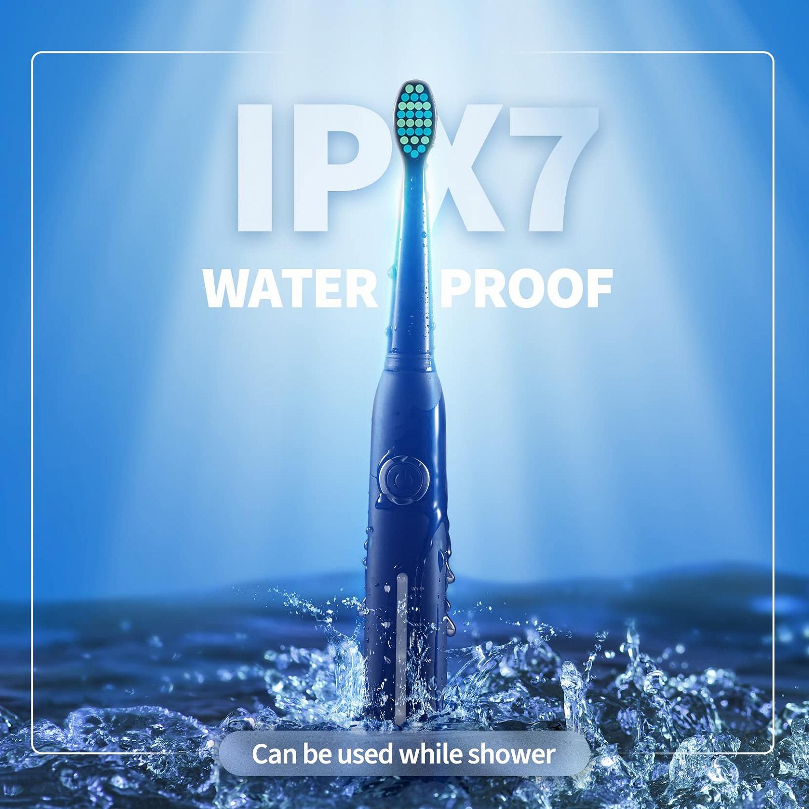 Електрична зубна щітка 2 шт. 40000 VPM 5 режимів 12 насадок 2 дорожніх чохла Чорна та Рожева, фото №7