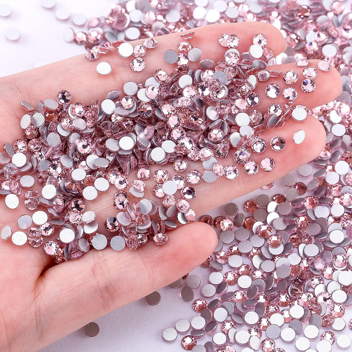 Стрази Novani Crystal Rhinestones Плоска задня частина, 288 штук, скляні стрази для одягу, взуття, рукоділля, макіяжу, нейл-арту та DIY прикрас SS30, рожевий, фото №8