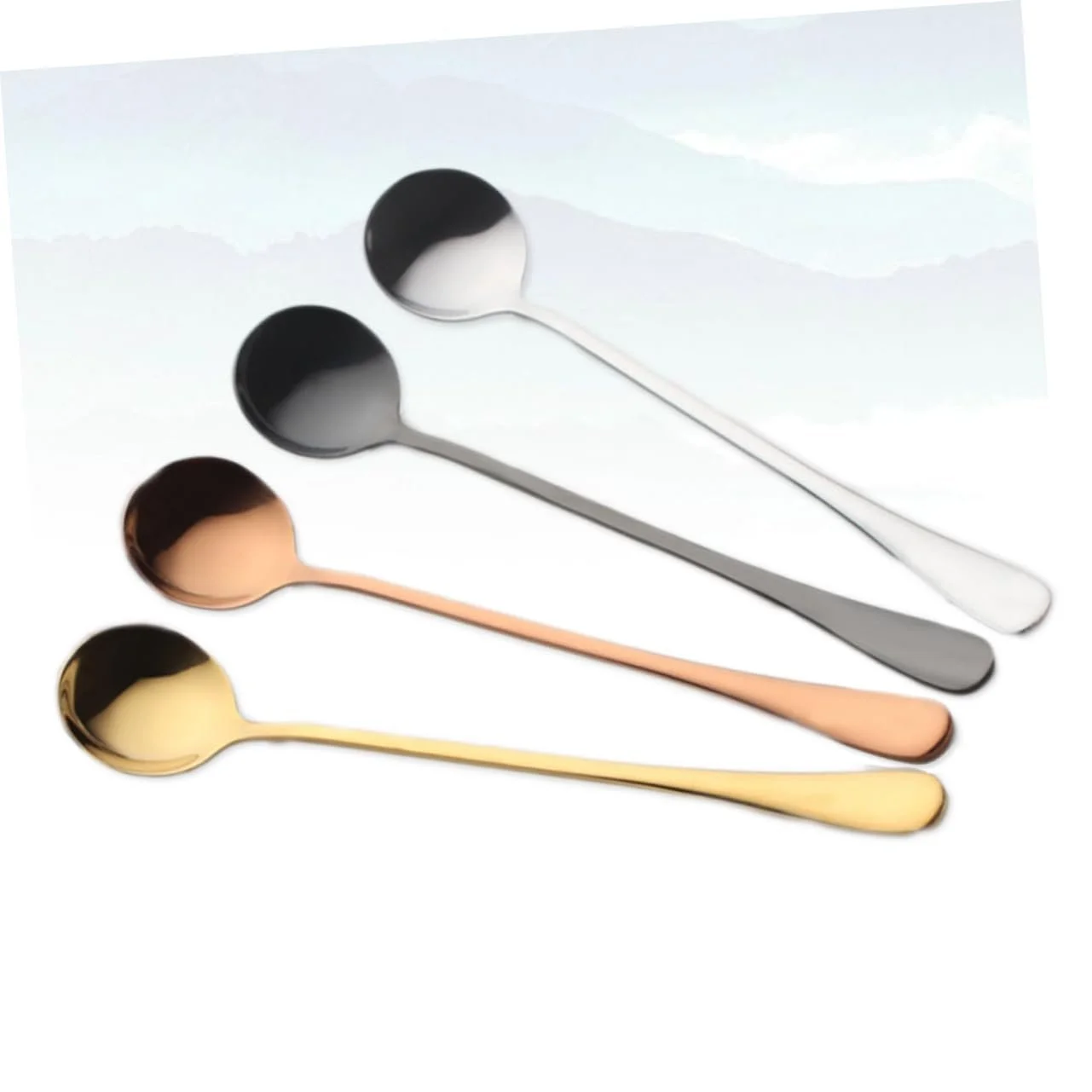 Ложка десертна HEMOTON Набір 4 шт. Нержавіюча сталь кругла для змішування кухонна для кави металева, фото №2