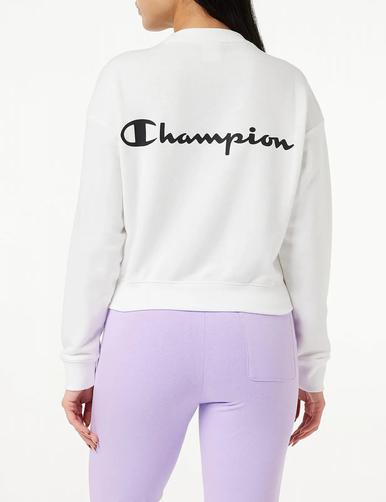 Женская толстовка Champion Legacy American Classics Powerblend Terry Small Logo Crop Boxy с круглым вырезом, фото №3
