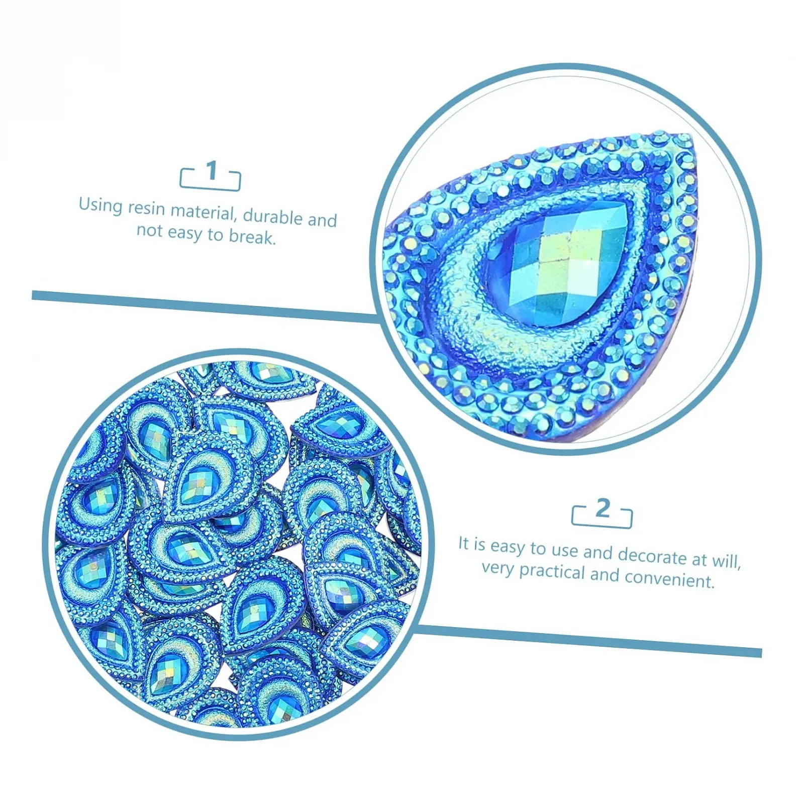 Стразы Капля Декоративные Бриллианты Блестящие Модные Ювелирные Изделия для Одежды Края Свадебного Платья Самодельные Украшения для Ногтей Смола Синий, 2 шт, фото №3
