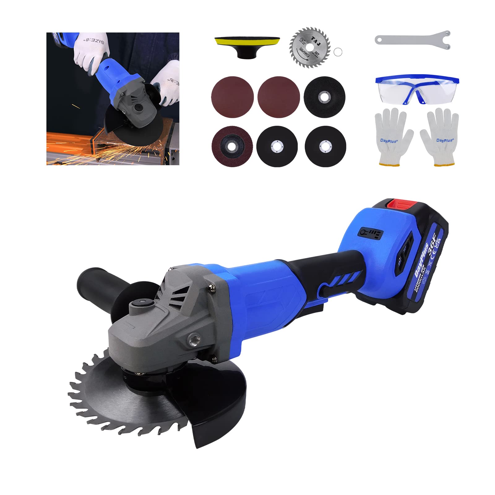 Болгарка Электрический Ручной 550 Вт Шлифовальный с боковым диском 115 мм и шлифовальными дисками, фото №1 Болгарка Электрический Ручной 550 Вт Шлифовальный с боковым диском 115 мм и шлифовальными дисками, фото №1