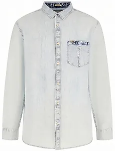 Мужская джинсовая рубашка GUESS JEANS / Светло-голубая / Размер L - Фото 1