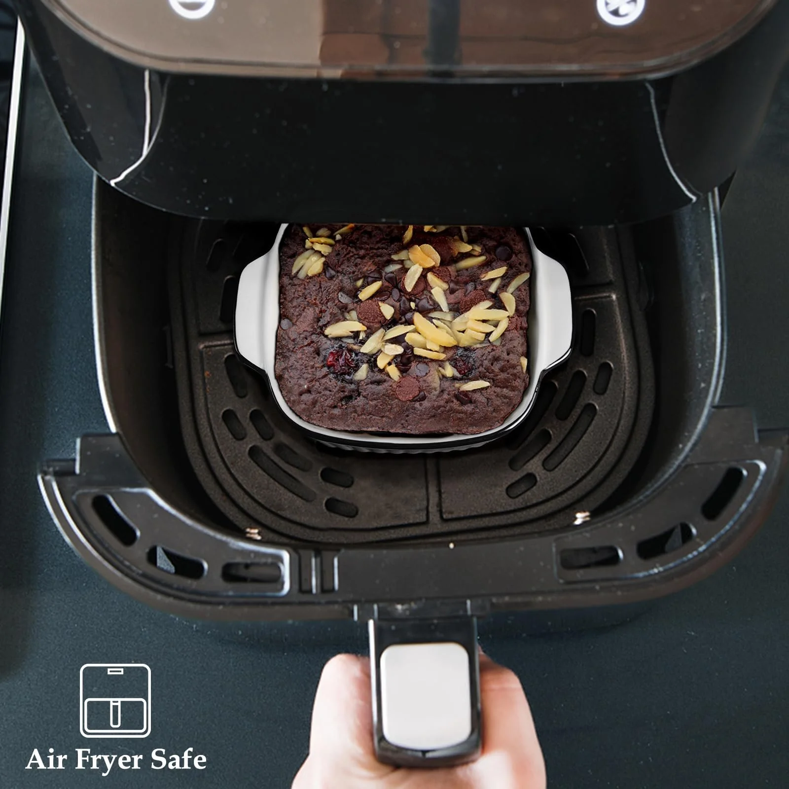 Формы для запекания NUTRIUPS 400 мл набор 4 шт. квадратные керамические 14,5 x 11,5 x 5,5 см с ручками, фото №6