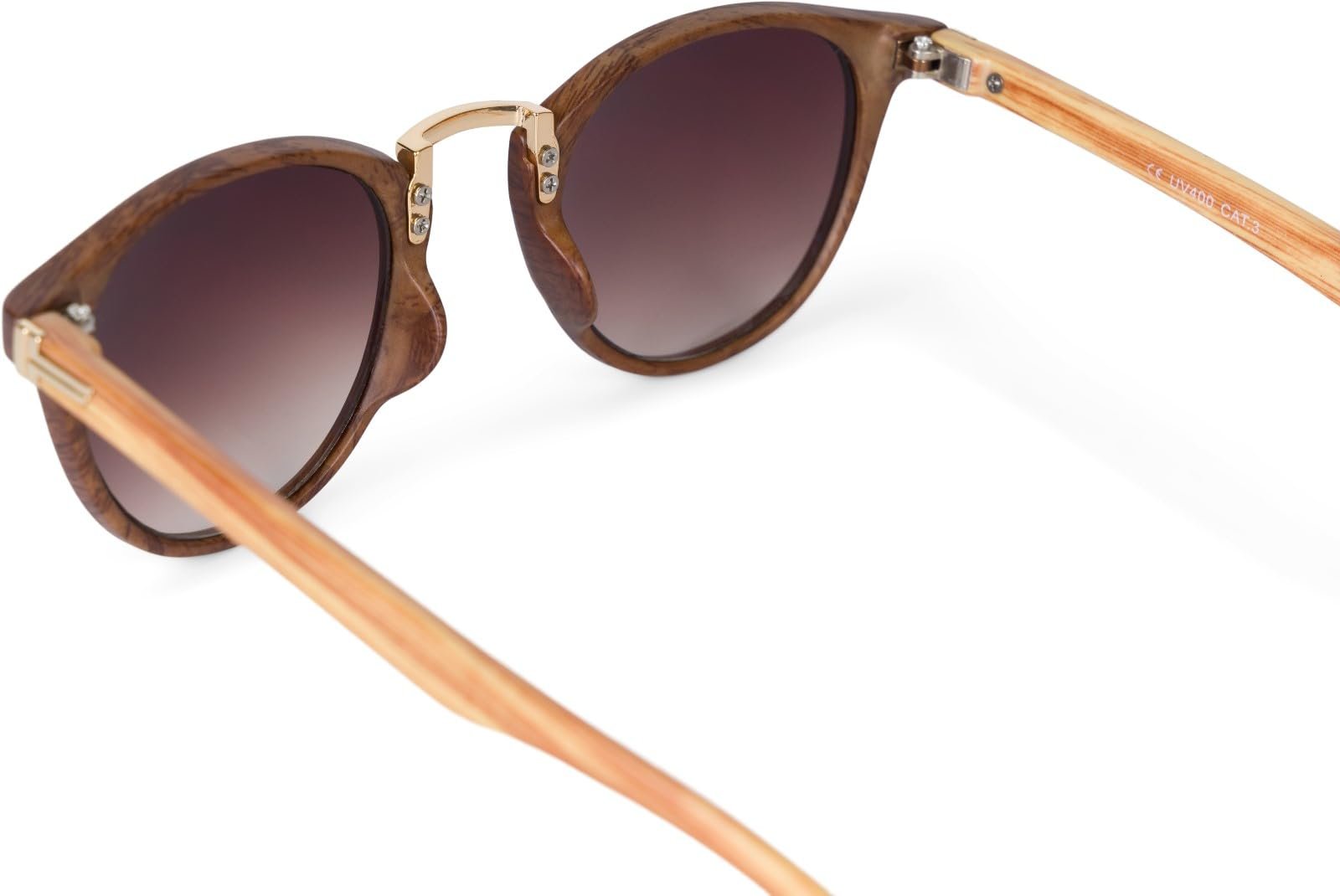 Солнцезащитные очки styleBREAKER Круглые линзы Деревянный вид Unisex 09020083, фото №4