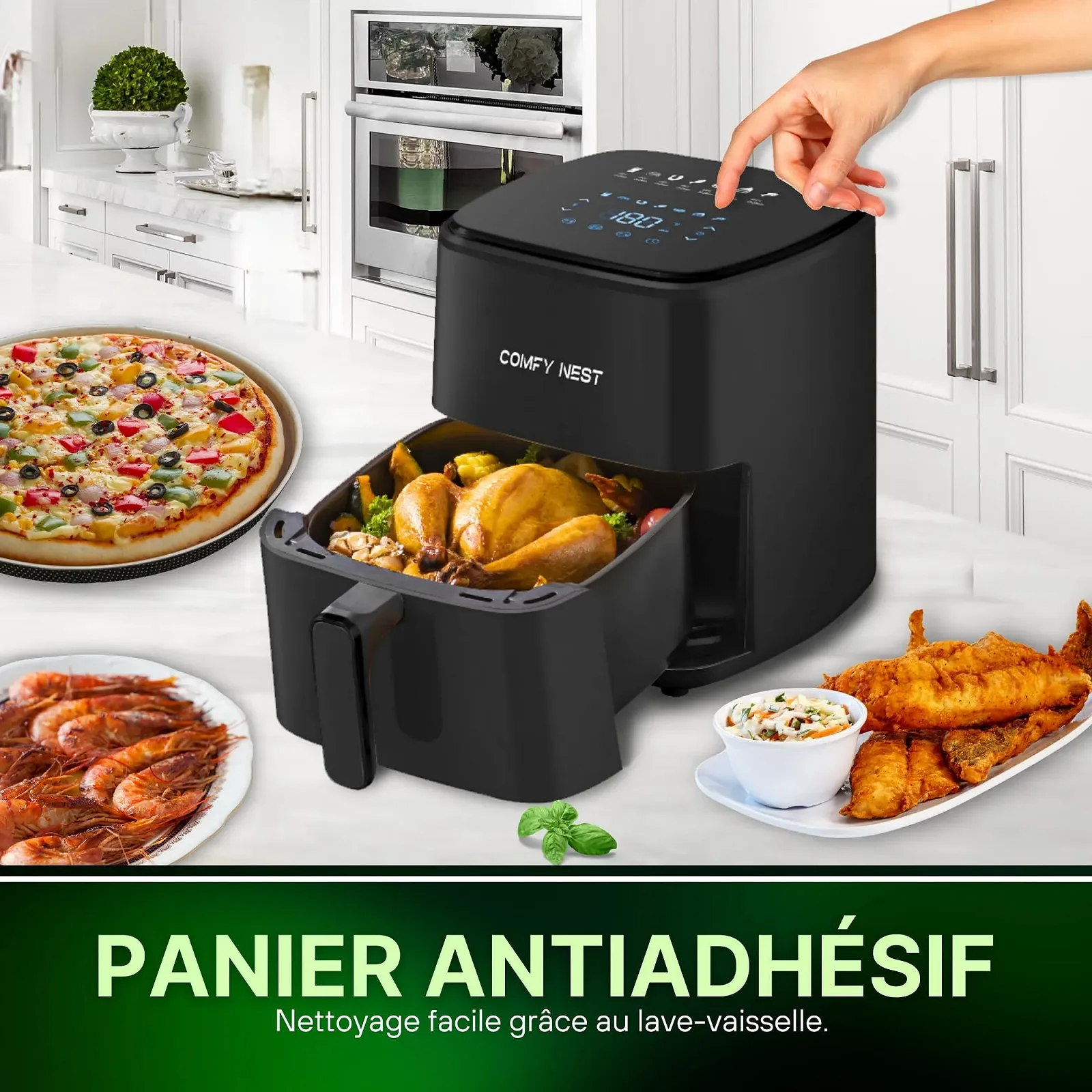 Мультипіч Comfy Nest CN-06191 5L 1400W цифровий екран 10 програм 80-200°C чорна, фото №4 Мультипіч Comfy Nest CN-06191 5L 1400W цифровий екран 10 програм 80-200°C чорна, фото №4