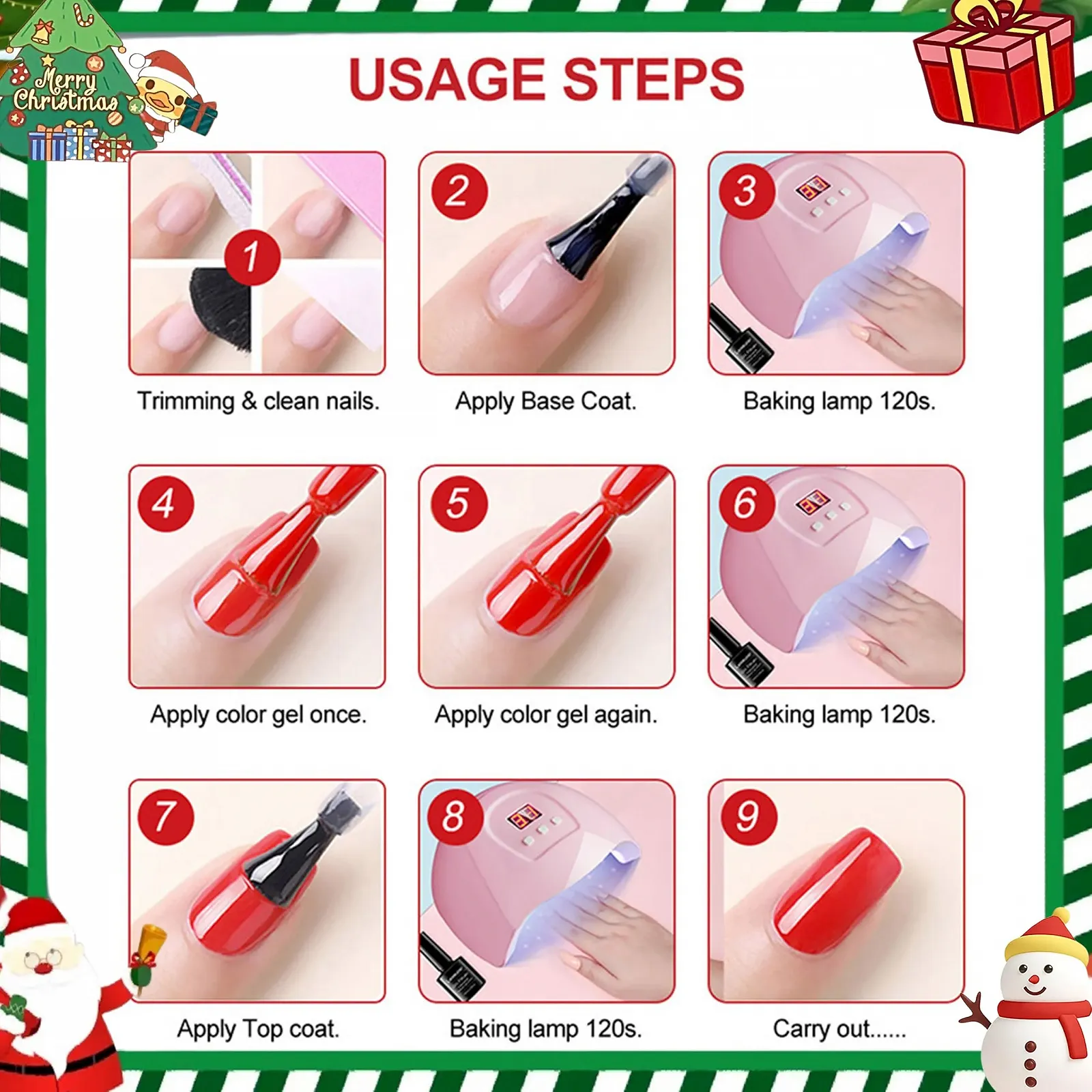 Термо гель-лак для ногтей 4 цвета (красный, розовый, фиолетовый, маджента), фото №9