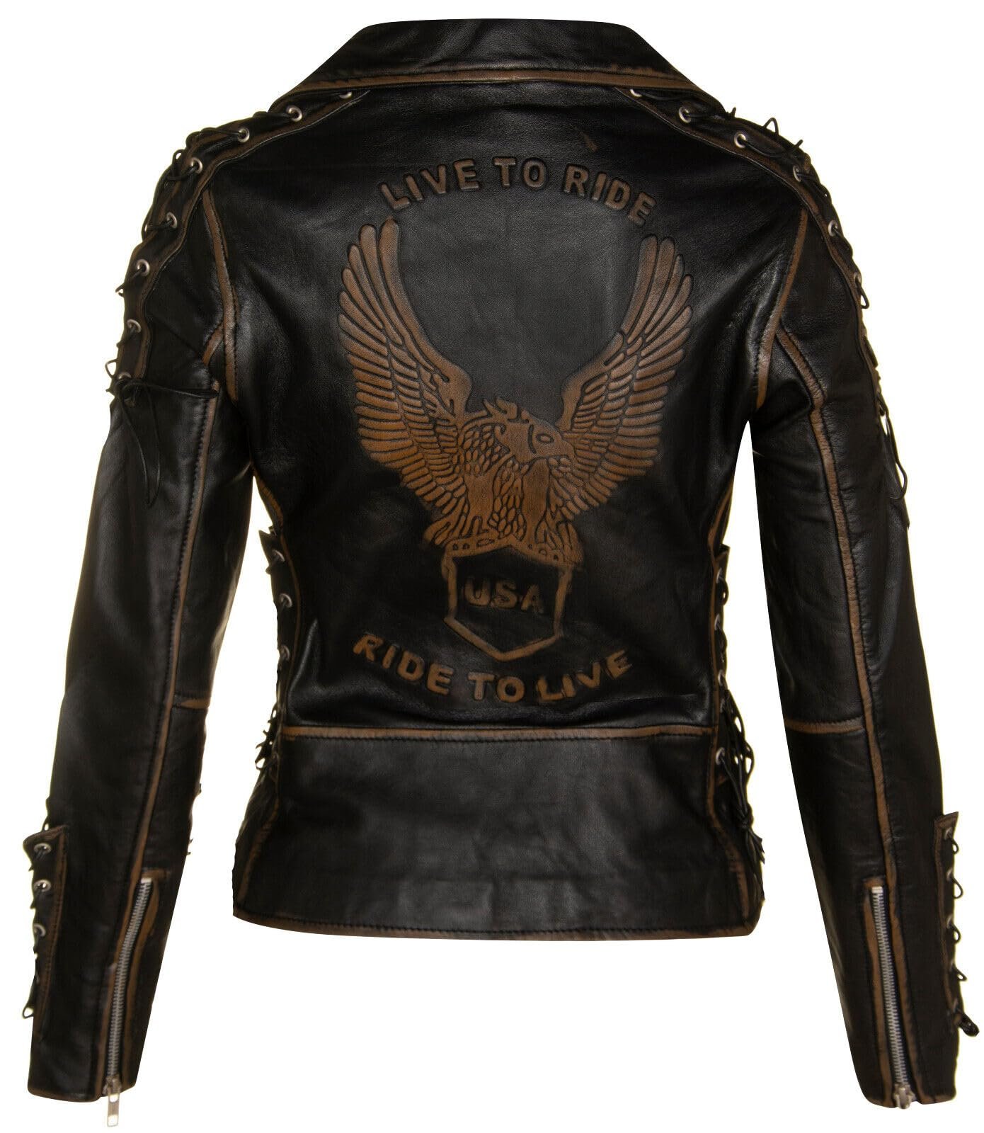 Кожаная куртка Infinity Leather Biker Brando Motorcycle, женская, черная, фото №2