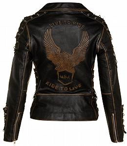 Кожаная куртка Infinity Leather Biker Brando Motorcycle, женская, черная synthetic.ua - Фото 1