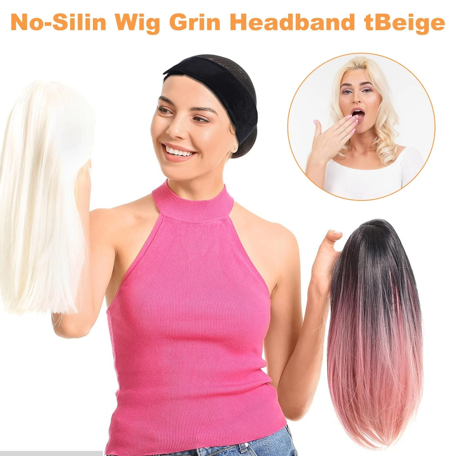 Повязка для парика Эластичная 3 шт. Регулируемое, фото №4