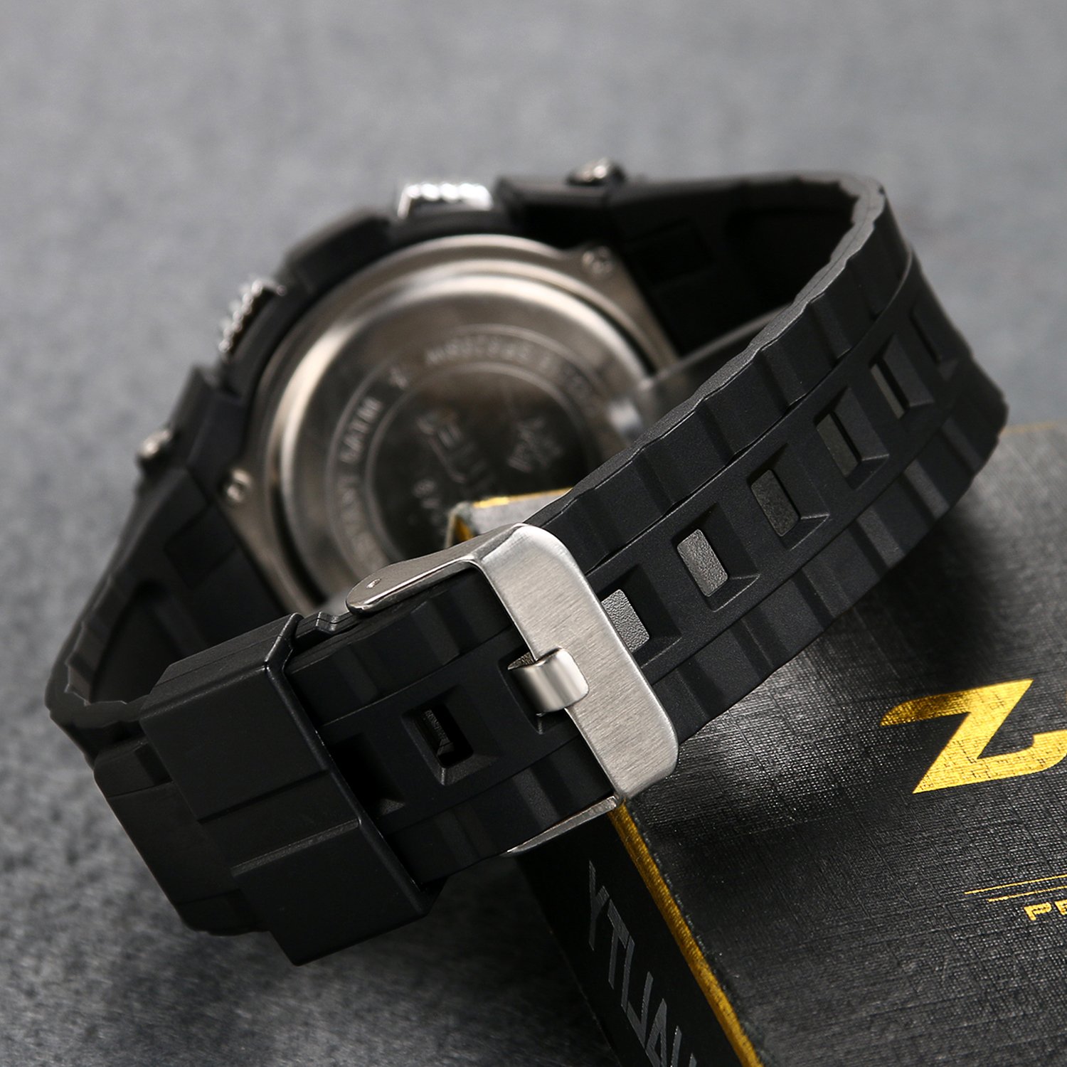 Часы Avaner Solar Мужские Аналоговые Цифровые Кварцевые с Двумя Часовыми Зонами Водонепроницаемые Спортивные с Резиновым Ремешком LED Подсветка Секундомер, фото №6