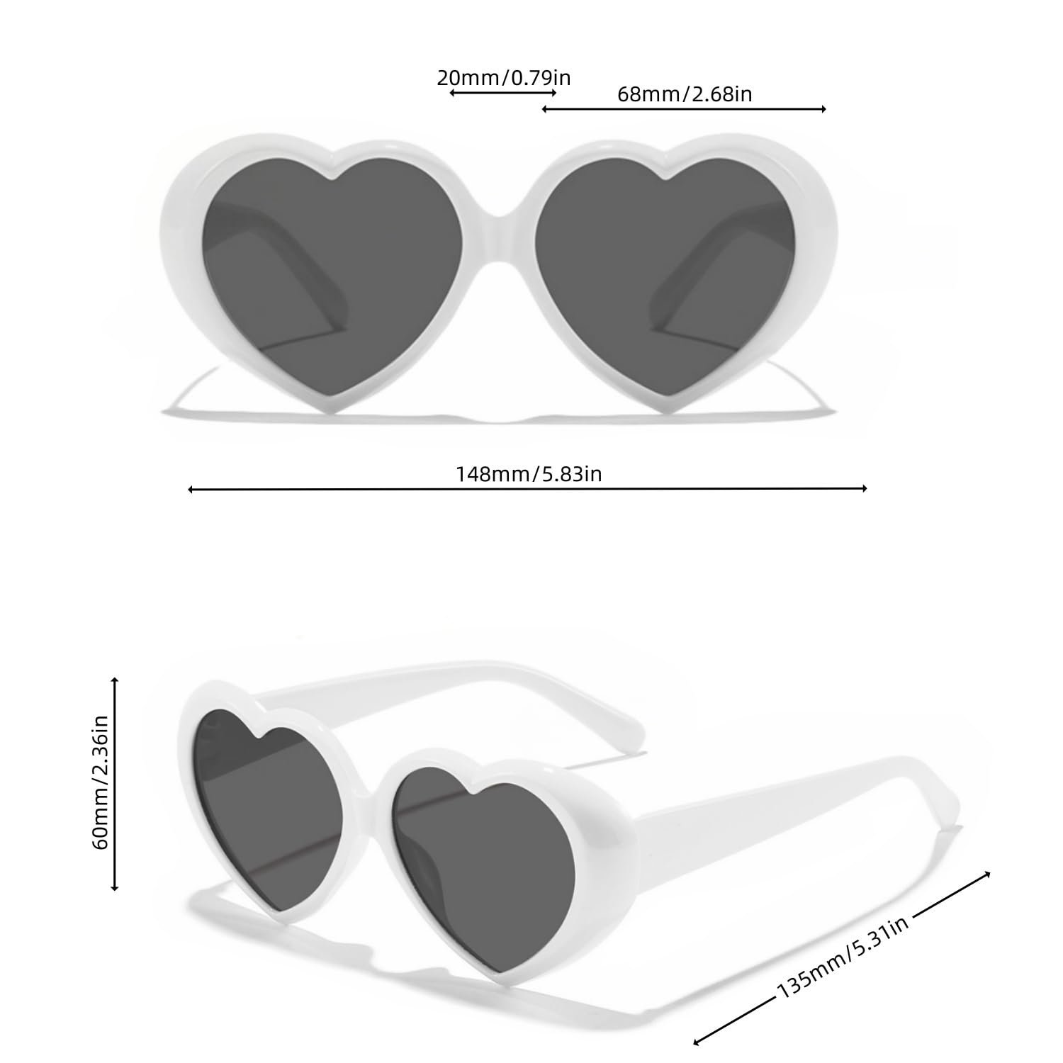Окуляри Прозорі У формі серця Qinqilanqi-S для чоловіків і жінок, велика оправа, модні, фото №3