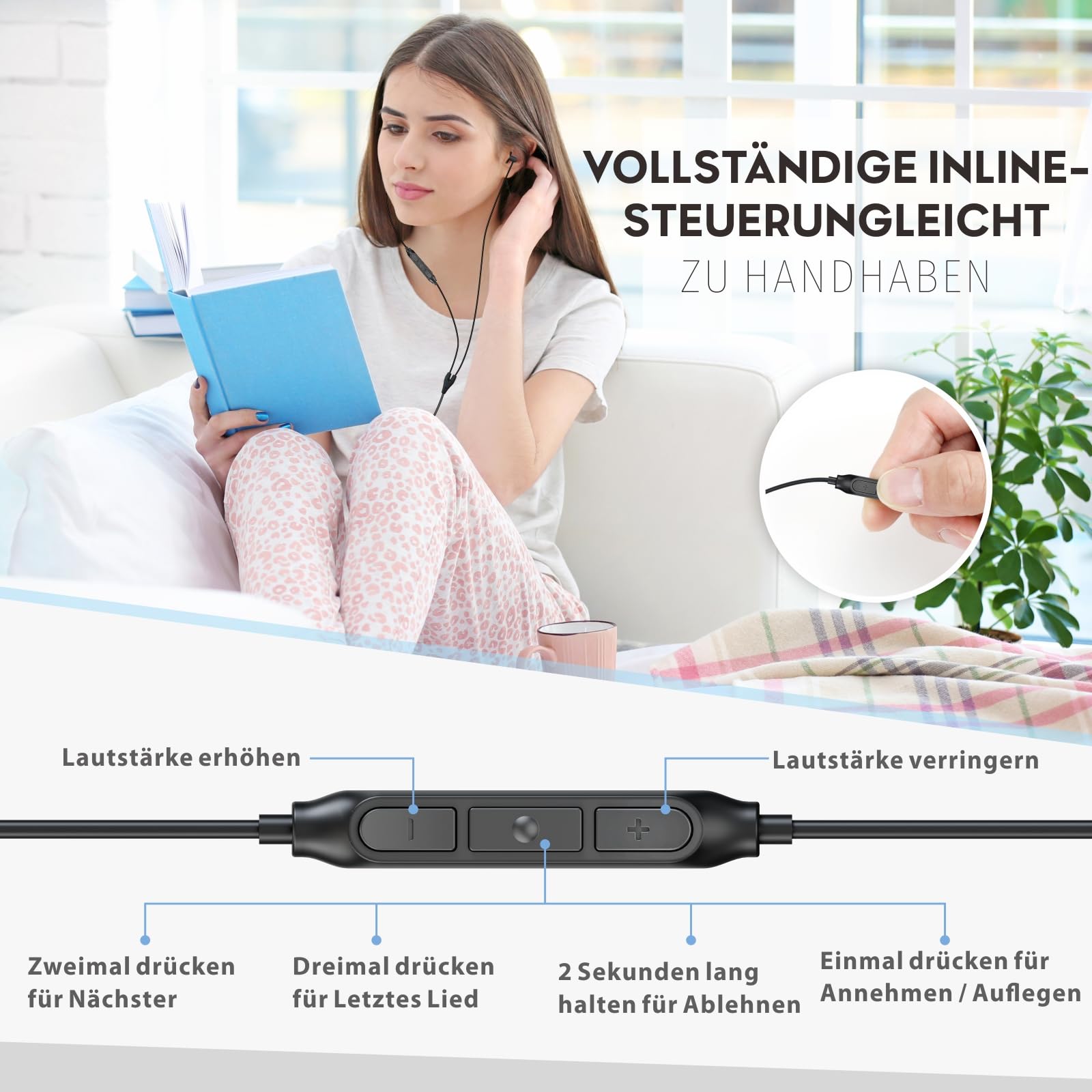 Навушники Hearprotek Sleep Soft Lightweight з мікрофоном і регулюванням гучності 3.5мм, фото №7
