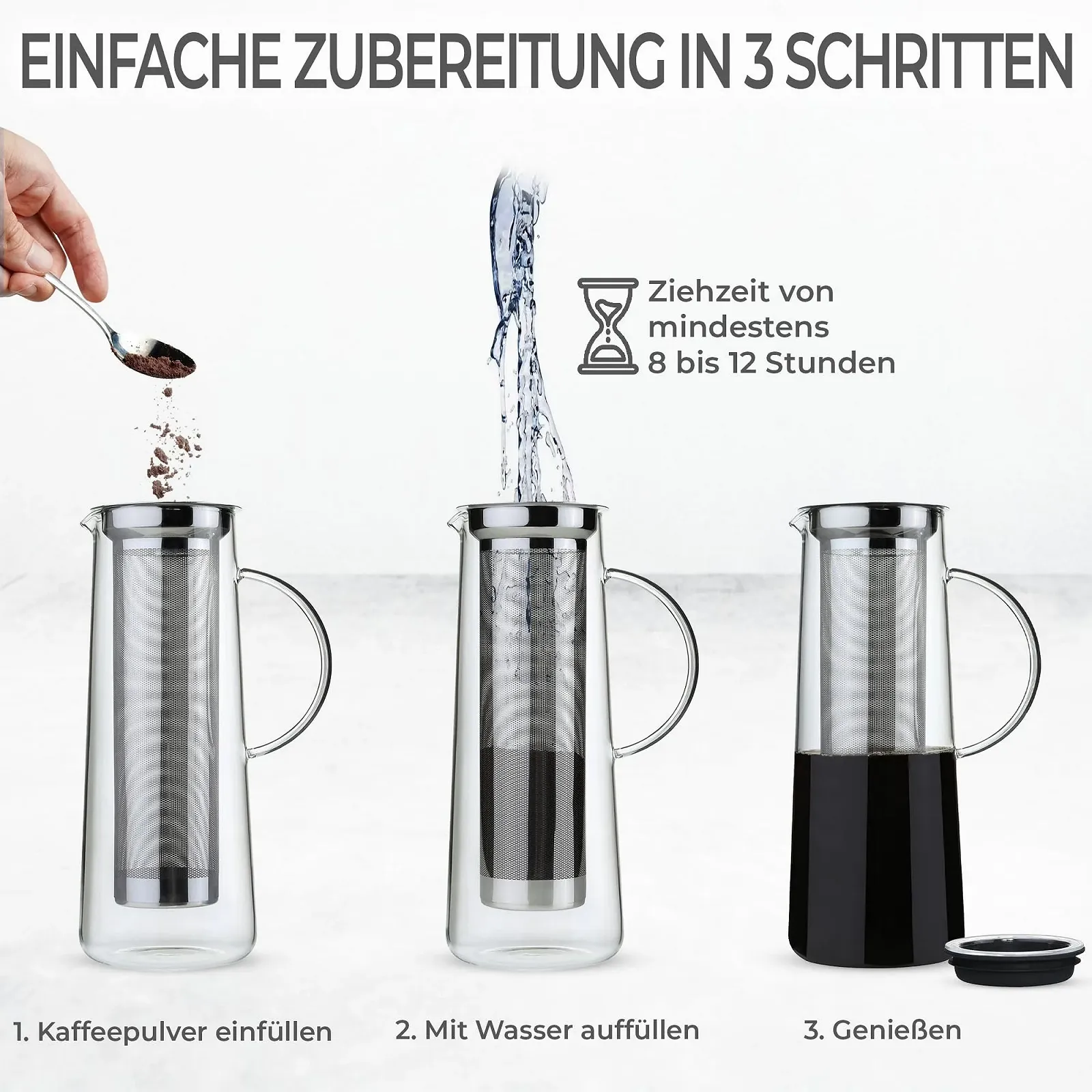 Кавник Zassenhaus Brew Скло 8 чашок Чорний, фото №6