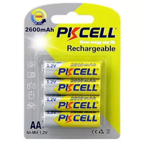 Аккумулятор PKCELL 1.2V AA 2600mAh NiMH Rechargeable Battery, 4 штуки в блистере цена за блистер, Q12, фото №1