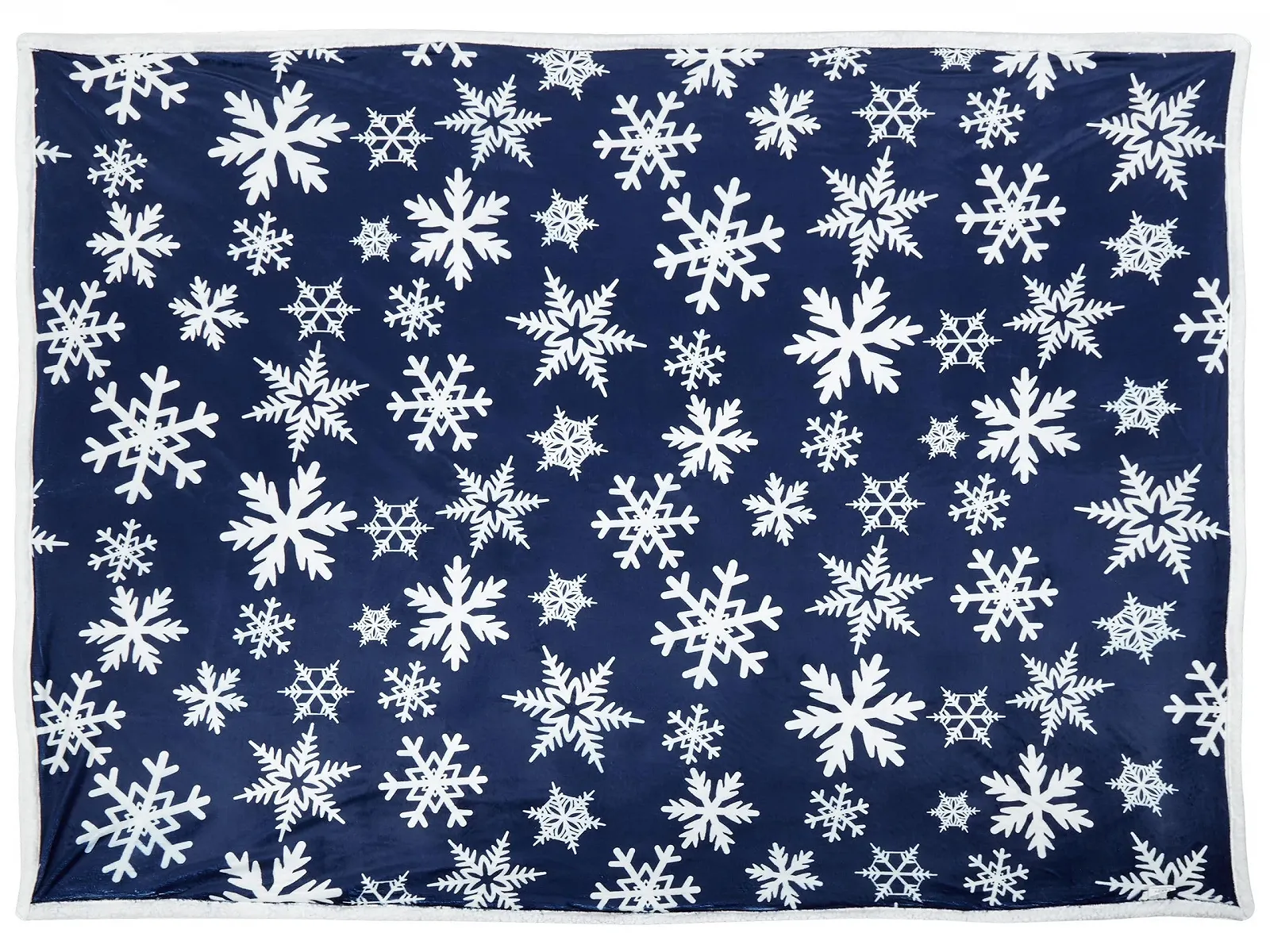 Тканинний Плед Синій / Білий Прямокутний 150 x 200 см з Мотивом Сніжинки Аніс, фото №1