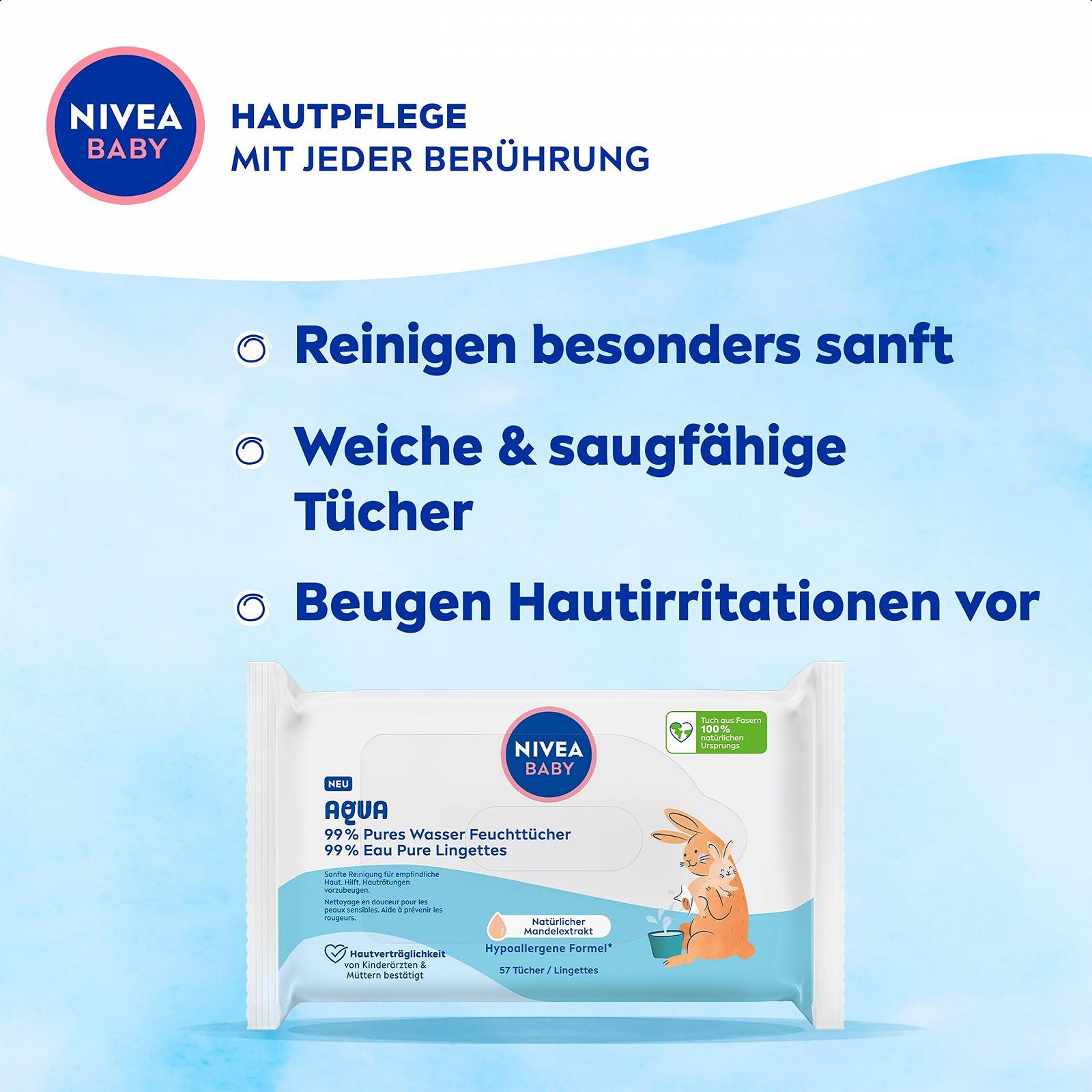 Вологі серветки NIVEA BABY AQUA 57 шт., фото №3