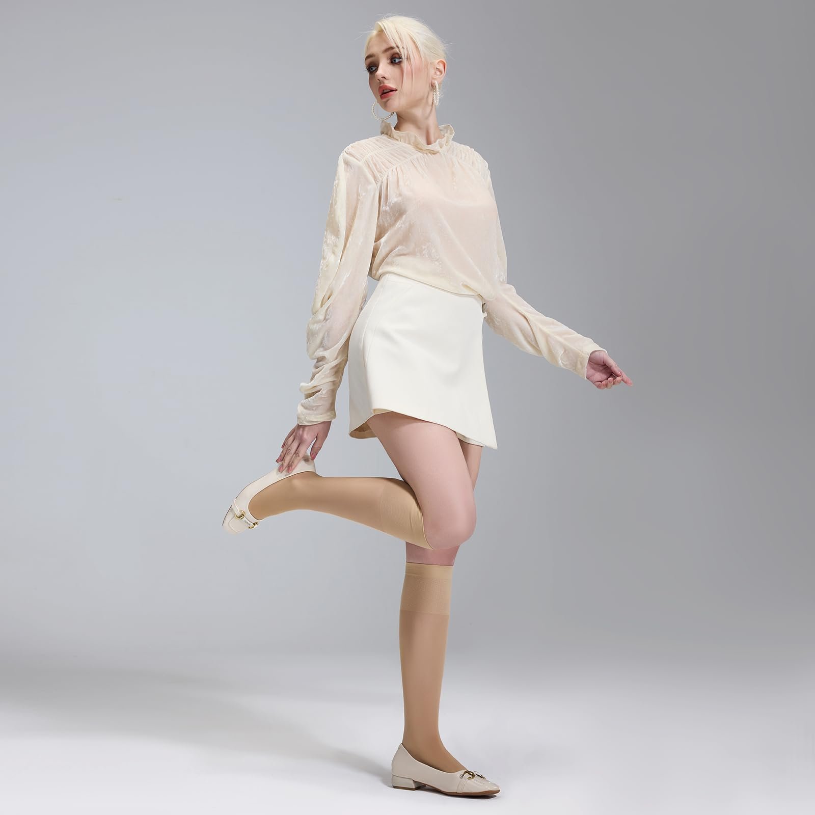 Гольфы Yilanmy 6 пар Женские шелковые тонкие 30 ден Прозрачные тонкие гольфы с массажной подошвой Мягкий комфортный пояс Чулки из нейлона, фото №6