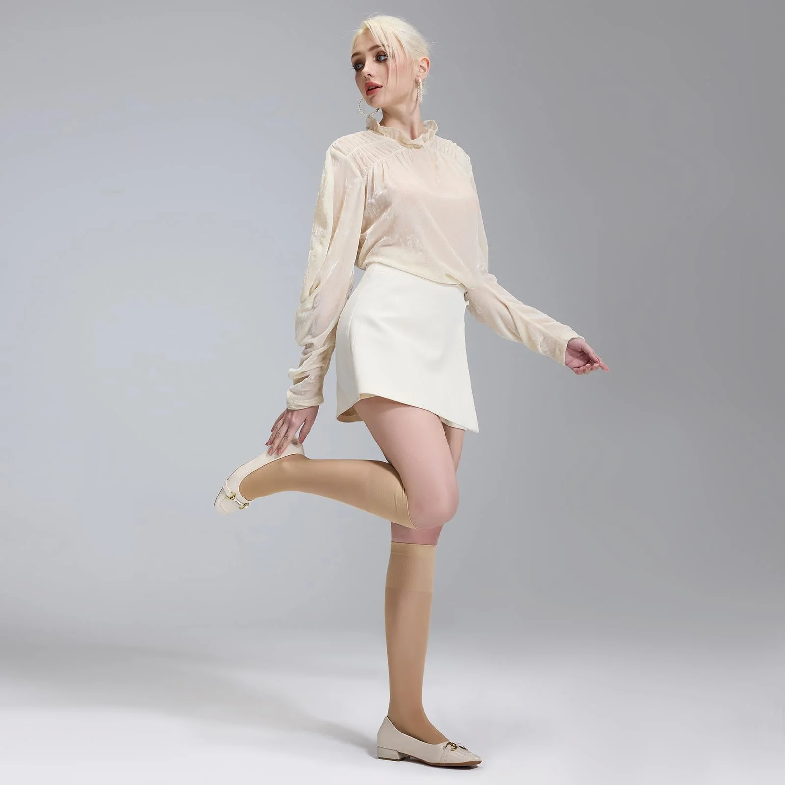 Гольфы Yilanmy 6 пар Женские шелковые тонкие 30 ден Прозрачные тонкие гольфы с массажной подошвой Мягкий комфортный пояс Чулки из нейлона, фото №6