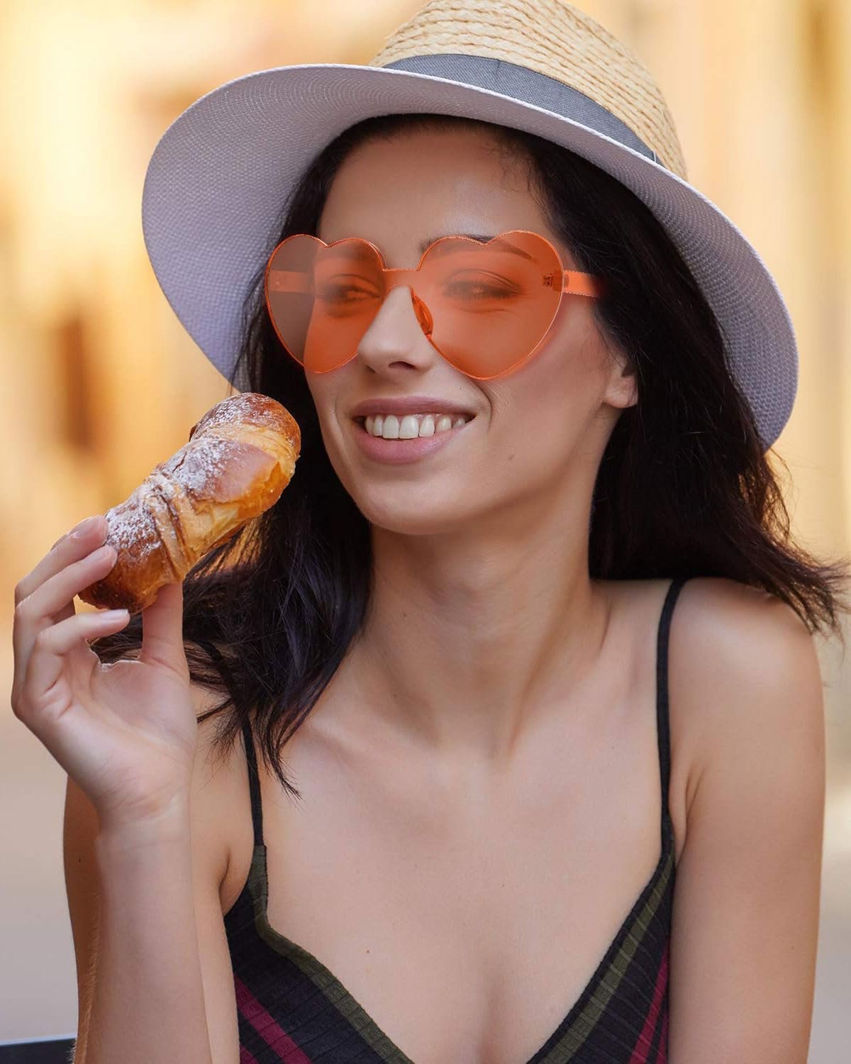 Сонцезахисні окуляри Серце QLEUIFT Без оправи Багатобарвний, фото №5