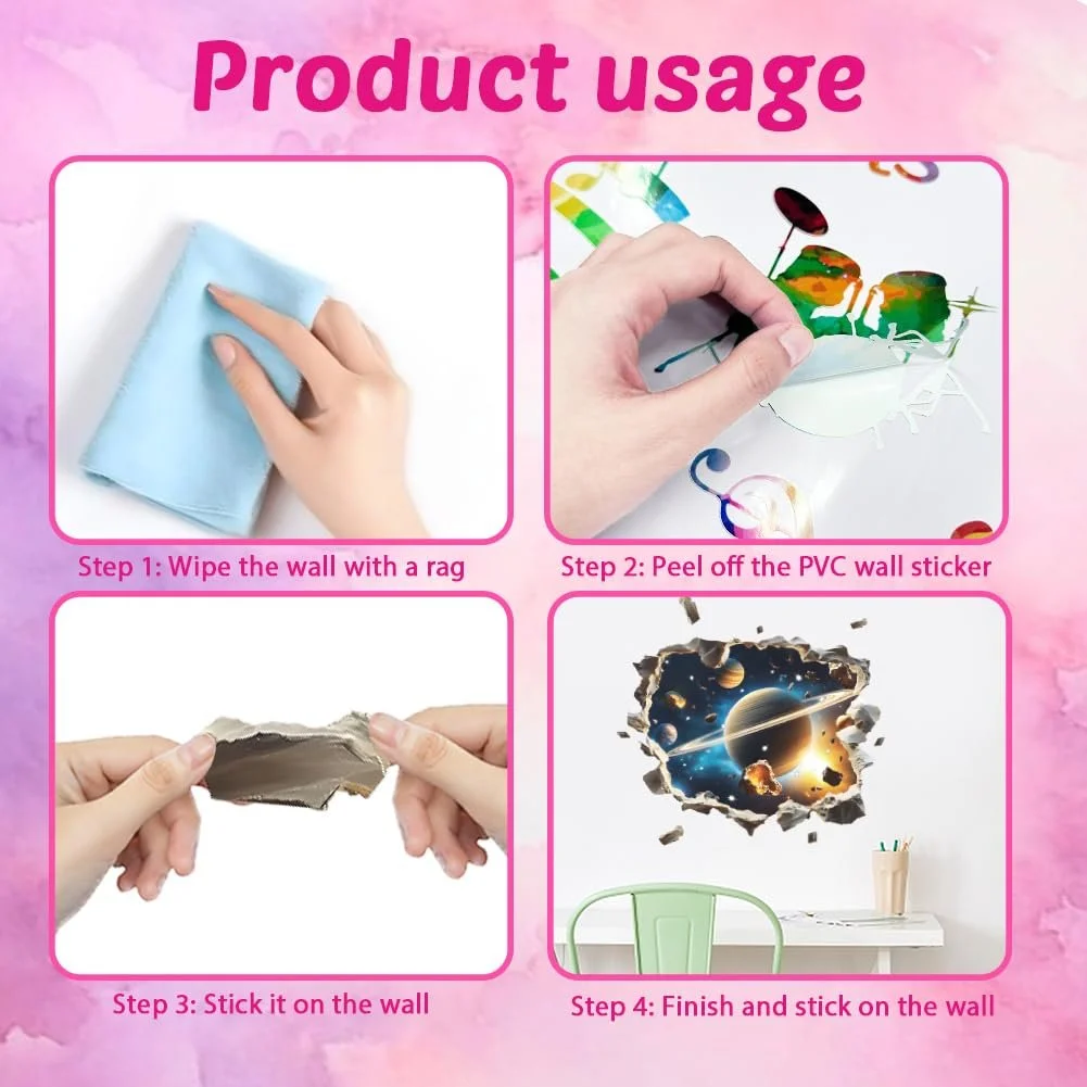 Наклейка на стіну 3D SUPERDANT Космічна галактика Вінілова Синя, фото №6