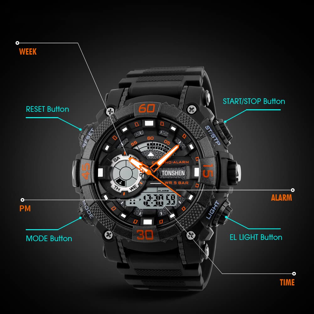 Годинник TONSHEN Quartz LED Силіконовий Чорний, фото №6