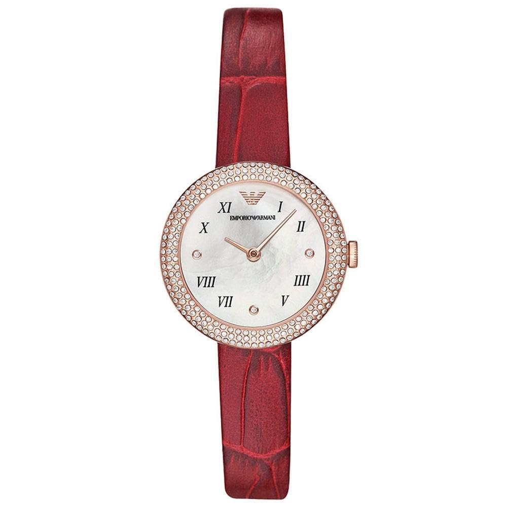 Женские часы Emporio Armani 30мм кварцевые с двумя стрелками с кожаным ремешком, фото №1