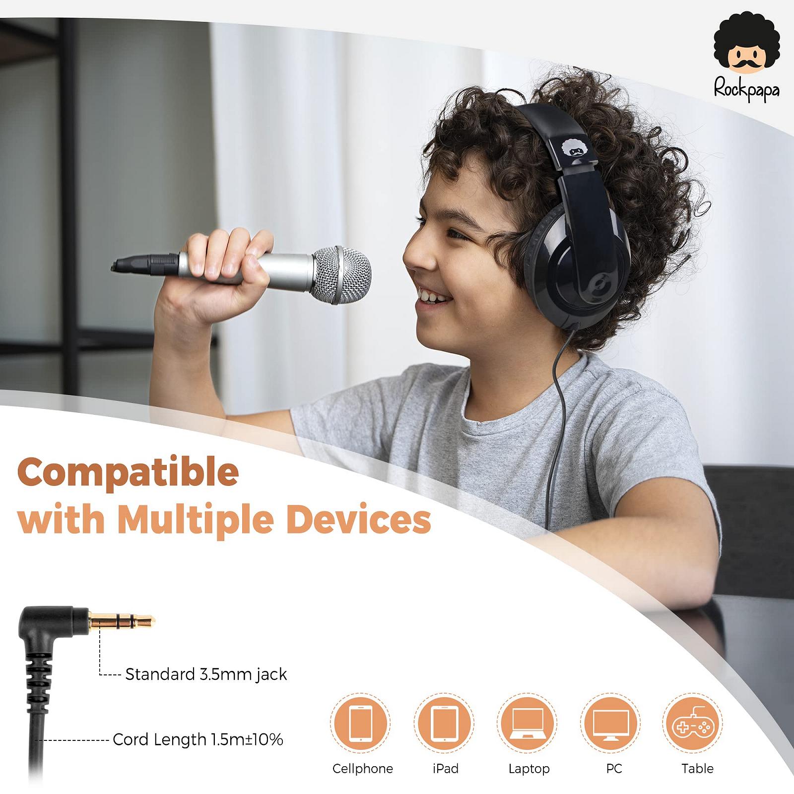 Навушники RockPapa Comfort Children's Jack 3.5 мм Чорний, фото №5