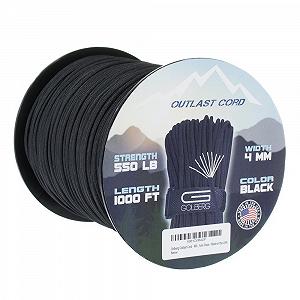 Паракорд Military Golberg Outlast 550 з рибальською ліскою та трутом, 5, 3/40.6 см, чорний Jet Black - котушка 500 футів - Фото 1