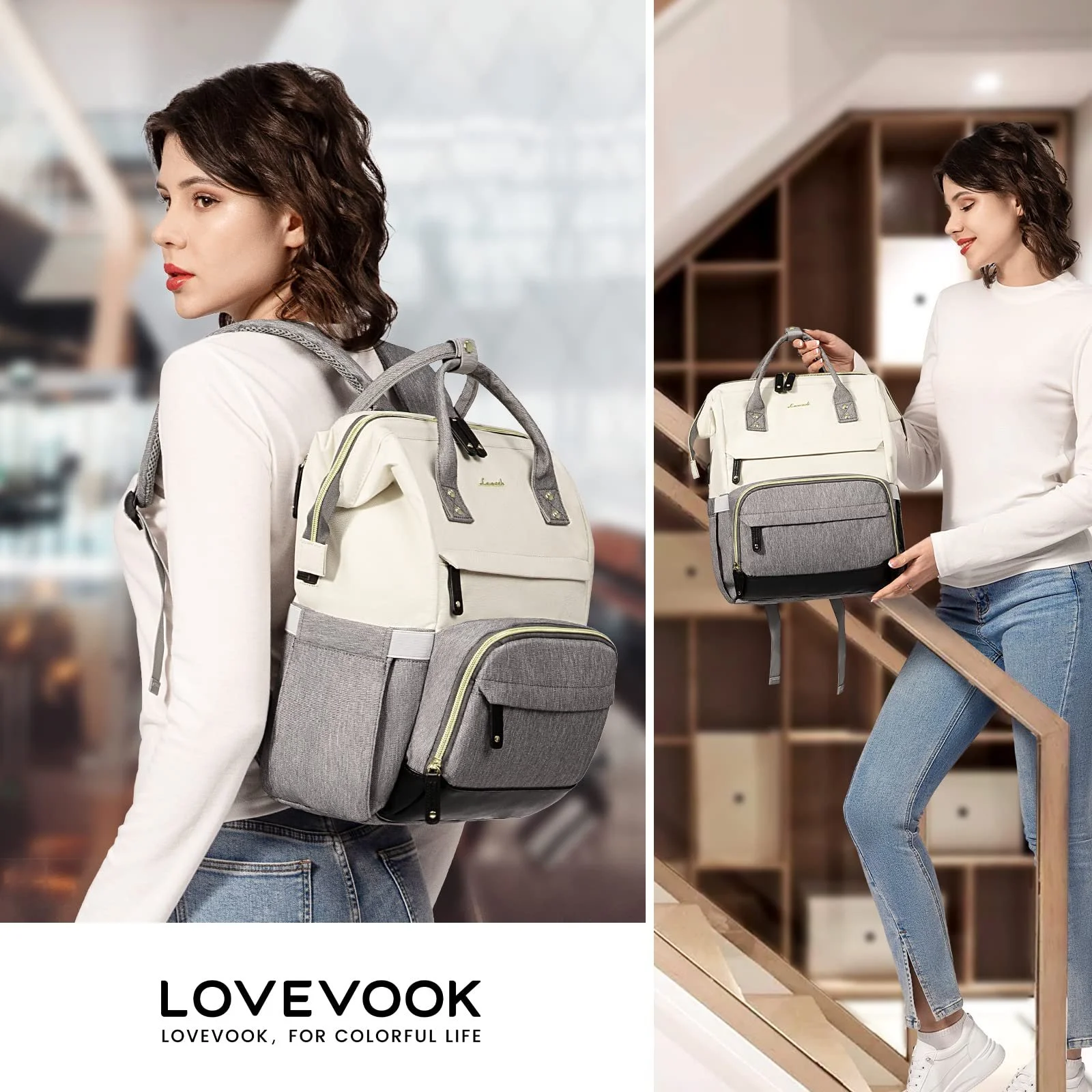 Рюкзак для ноутбука LOVEVOOK 15.6 Inch Waterproof Beige Grey, фото №5 Рюкзак для ноутбука LOVEVOOK 15.6 Inch Waterproof Beige Grey, фото №5