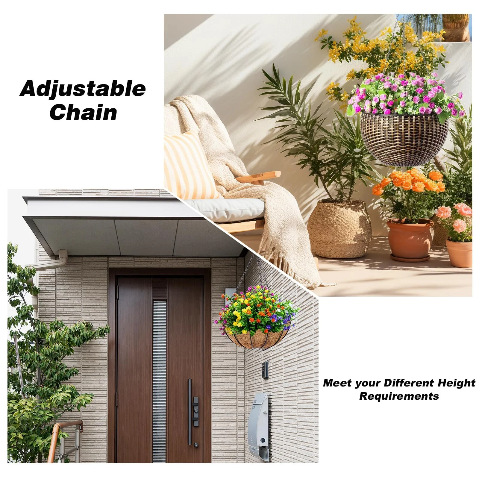 Ланцюжки для підвісних кошиків Ouligay Metal 50 см 6 шт. Black, фото №7