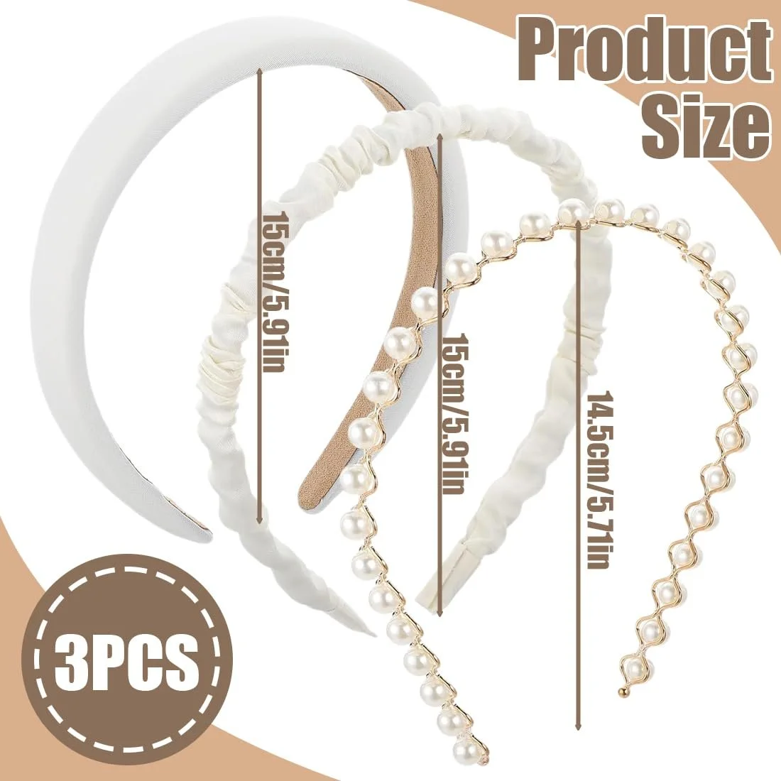 Набір жіночих обручів на голову 3 шт, фото №2