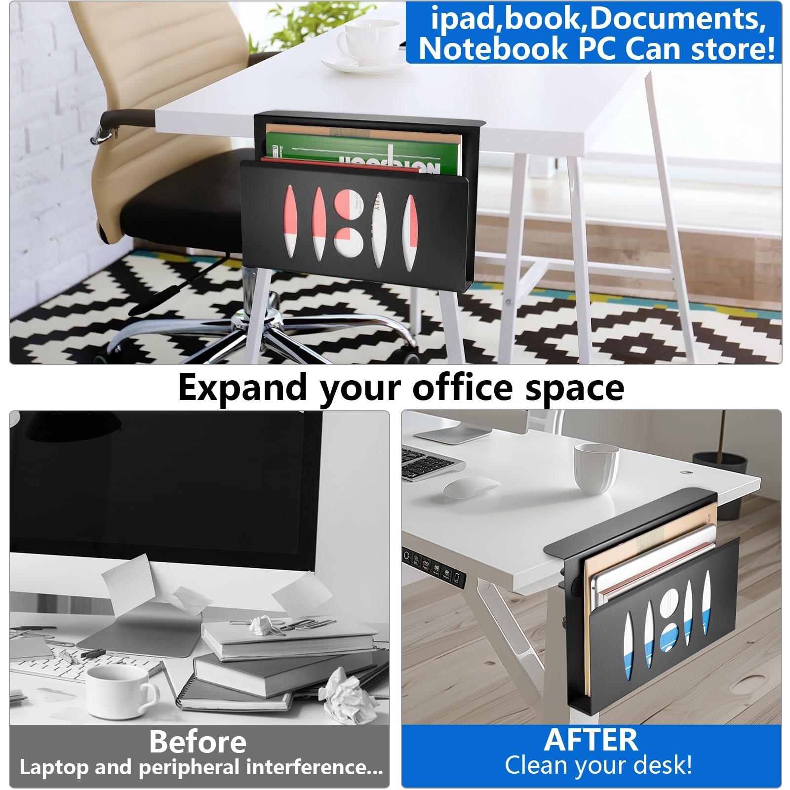 Подставка для ноутбука с ящиком органайзером Zijstandaard Сталь Черный (одинарный слой), фото №3 Подставка для ноутбука с ящиком органайзером Zijstandaard Сталь Черный (одинарный слой), фото №3