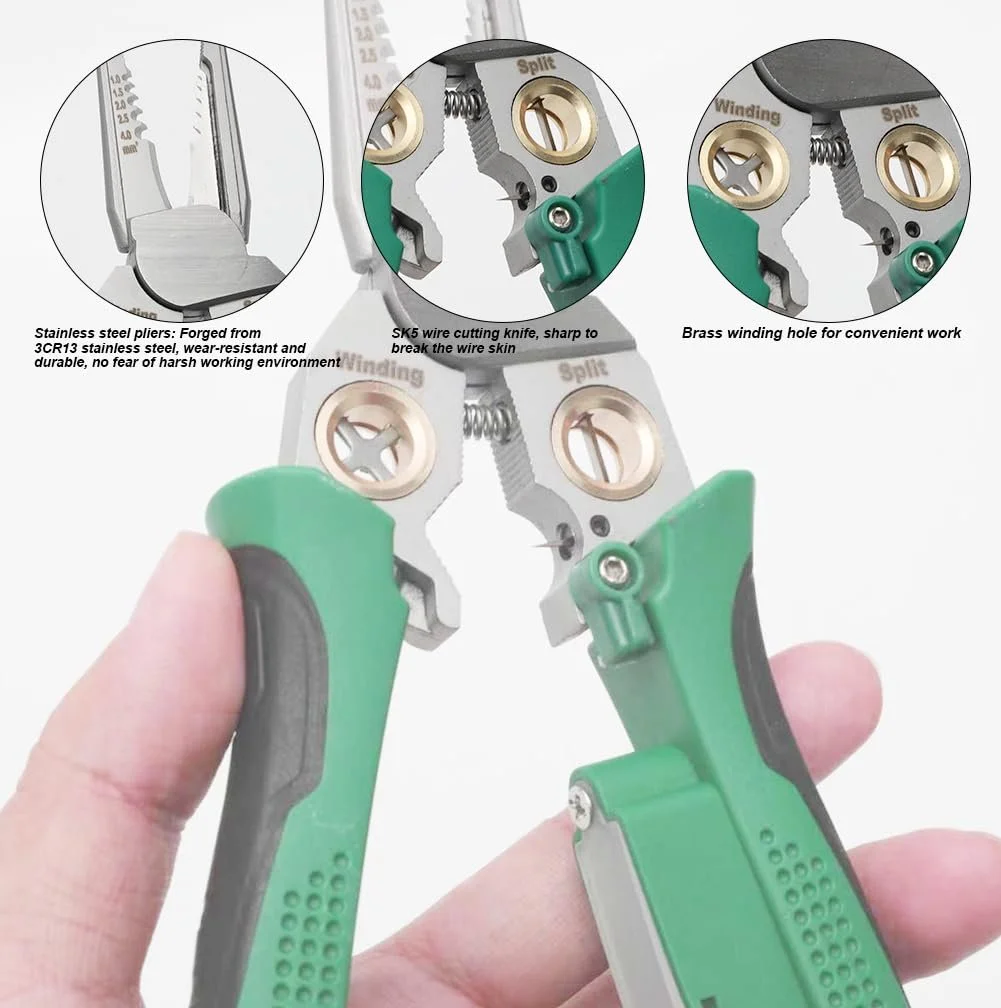 Инструмент для снятия изоляции 8-в-1 с функцией измерения напряжения, многофункциональный стриппер, фото №3