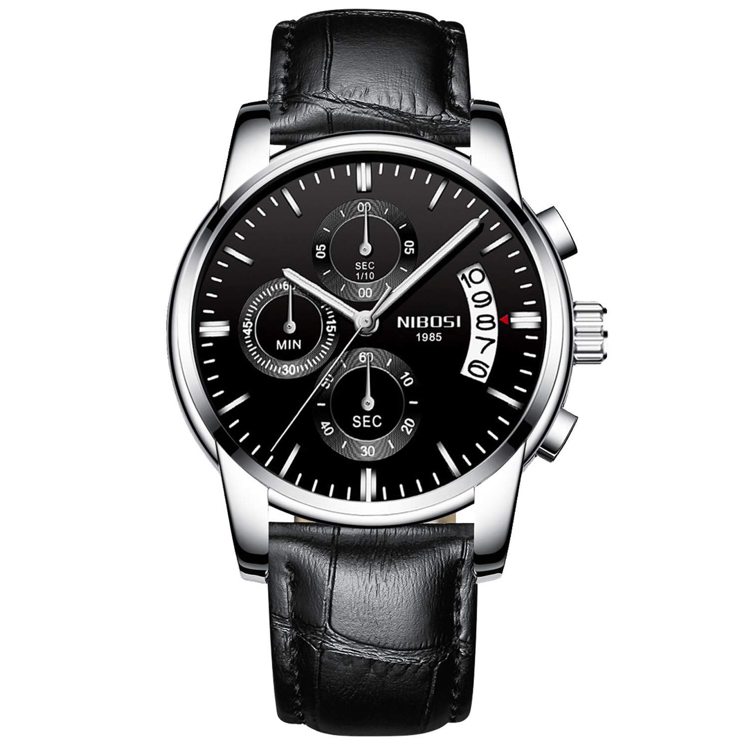 Наручний годинник rorios Чоловічий Аналоговий Кварцовий Хронограф Фешн Шкіряний ремінець з Люминесцентним Циферблатом та Календарем, фото №1