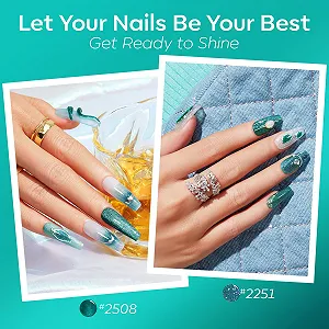 Гель-лак для нігтів Cat Eye Modelones 6 кольорів, зелений гліттер, з магнітом synthetic.ua - Фото 1