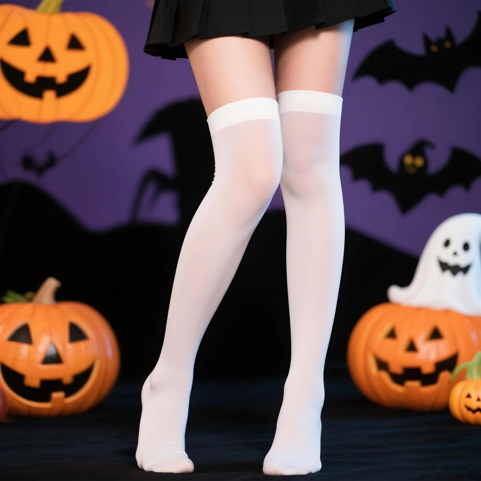 Гетри Halloween однотонні жіночі з еластичною гумкою, фото №6 Гетри Halloween однотонні жіночі з еластичною гумкою, фото №6