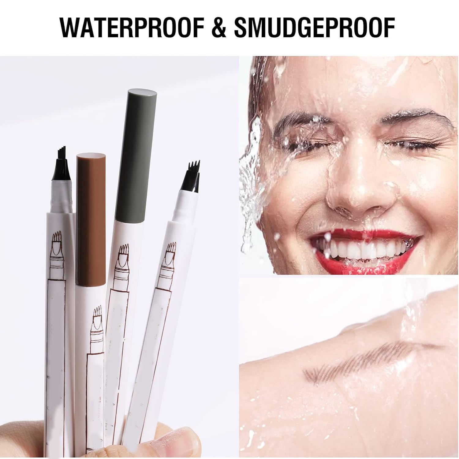 Олівець для брів Waterproof Eyebrow Pencil 4 Heads Світло-коричневий + Темно-коричневий, фото №3