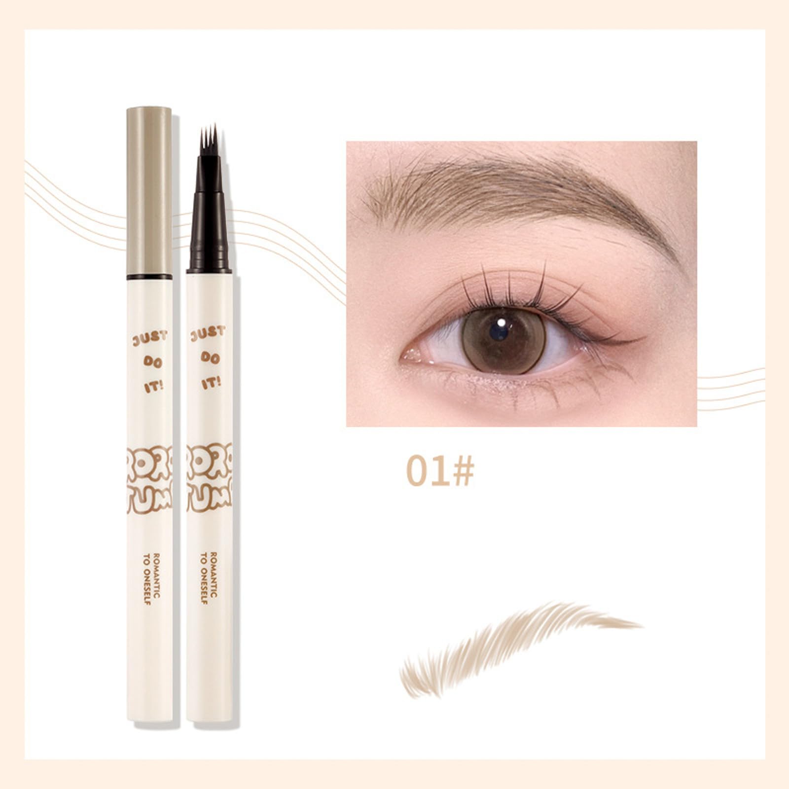 Олівець для брів 2024 Latest 3D 4 Fork Tips Micro 4 Points Durable 1 мл Коричневий One Size, фото №2