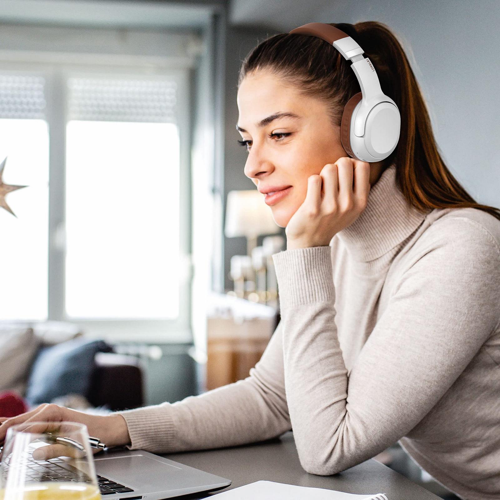 Наушники LORELEI B-C5 Беспроводные Bluetooth На-ухо Встроенный микрофон Время воспроизведения 30 ч Легкие Складные Белый/Коричневый, фото №6