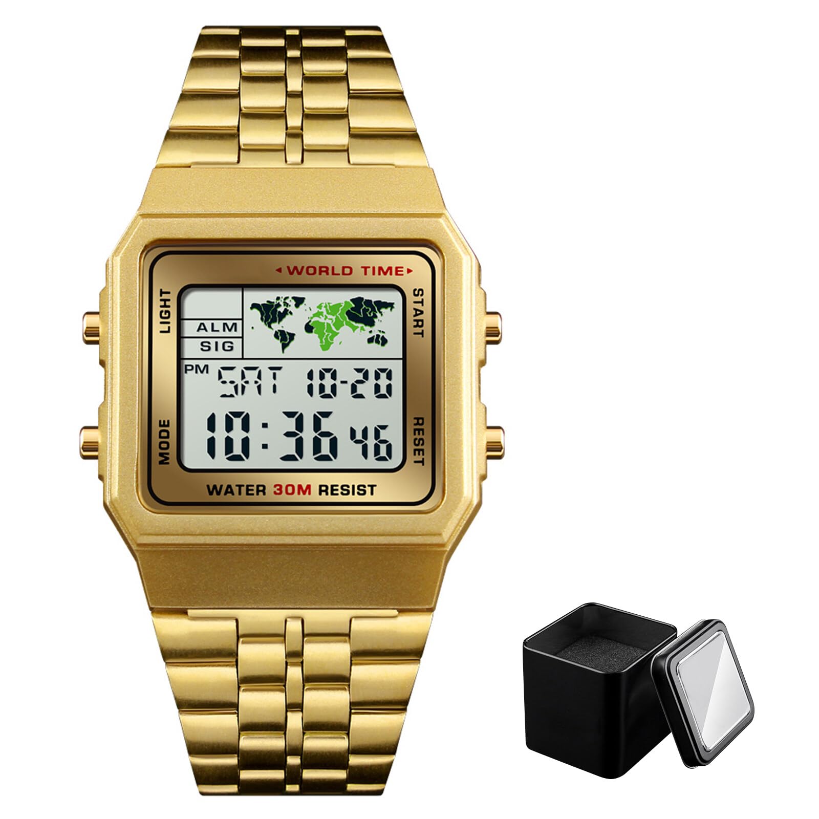 Часы Tevimpeya Мужские Цифровые С Нержавеющим Ремешком Водонепроницаемые Серебристые, фото №1