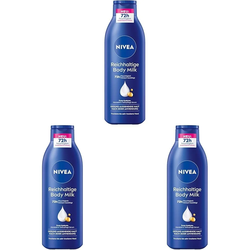 Молочко для тіла NIVEA Rich, інтенсивно живильний крем, 250 мл (3 шт. в упаковці), фото №1