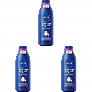 Молочко для тела NIVEA Rich, Интенсивно питательный крем для тела с чистой гиалуроновой кислотой, миндальным маслом и сывороткой Deep Care, 250 мл (3 шт. в упаковке) - Фото 1