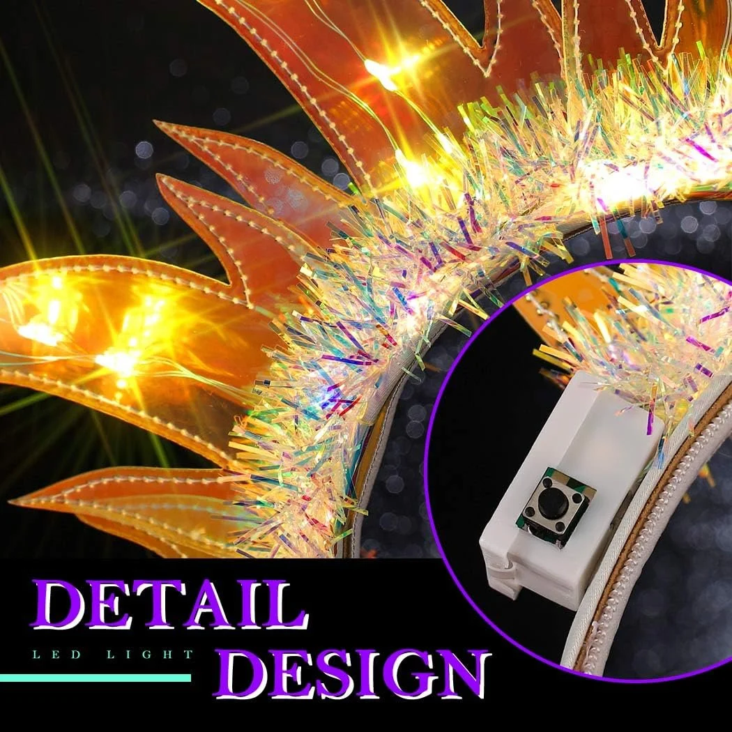 Обруч для волосся Вогонь з підсвічуванням LED, Жовтий, фото №4 Обруч для волосся Вогонь з підсвічуванням LED, Жовтий, фото №4